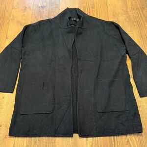 J Crew Sweater Blazer Womens Large Black Sophie Open‎ Front Knit Patch Pocket